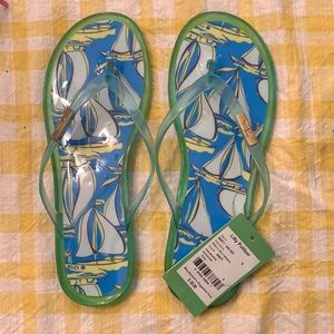 NWT Lilly Pulitzer Shelly Jelly Sandal in Aquamarine Docksider size 9